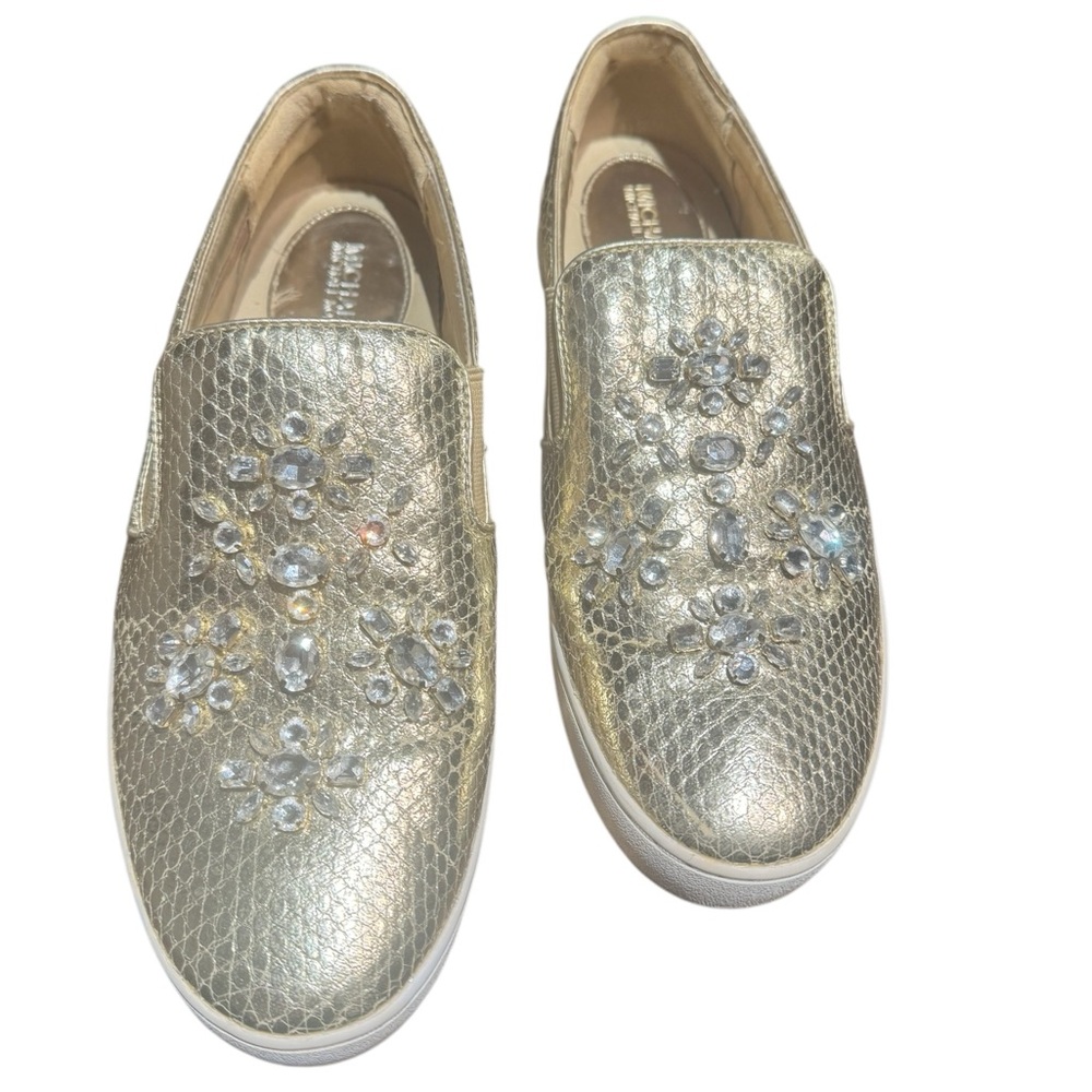 Michael Kors Gold Embellished Slip-On Sneakers - Picture 13 of 15